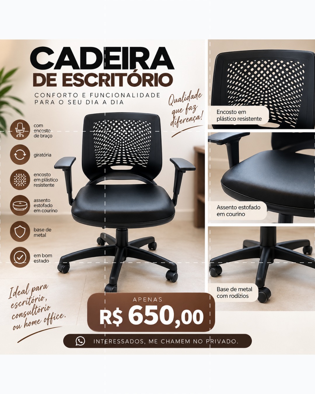 Cadeira escritório giratoria